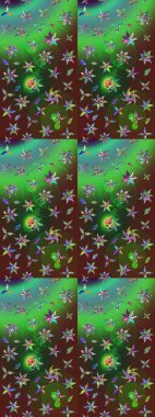 Yeşil ve kahverengi çiçekli eskiz deseni, suluboya çiçek deseni, sevimli çiçek, duvar kağıdı, kart veya kumaş için fayanslı. Raster - stok.