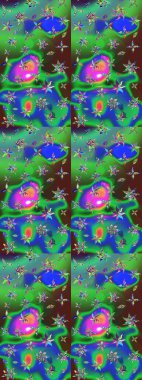 Suluboya çizim kalıbı. Çiçek izi. Suluboya tarzında yeşil ve mavi renkte çiçekler.