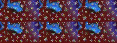 Raster illüstrasyonundaki çiçek desenli çizim. Kırmızı ve kahverengi renkte çiçekler.