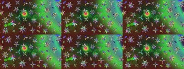 Çiçekli yaz çiçekleri. Küçük çiçekte güzel bir desen. Küçük renkli çiçekler. Moda baskıları için zarif bir şablon. Motley illüstrasyonu. Çizim.