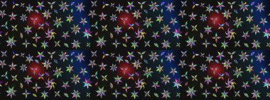 El çizimi çiçekli soyut çizim kalıbı. Raster illüstrasyonu. Renkli çiçekler.