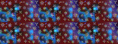 Raster suluboya çiçek deseni, narin çiçekler, mavi ve kahverengi çiçekler, tebrik kartı şablonu. Güzel kumaş deseni.