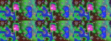 Küçük yeşil ve mavi renkte güzel bir besin torbası deseni, çiçekler. Millefleur 'lar. Tekstil, kumaş, kapaklar, duvar kağıtları, baskı, paket, koleksiyon defteri, örgü, dekupaj için çiçek arkaplanı..