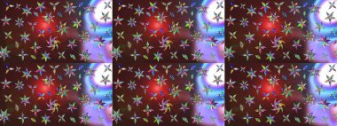 Çiçek desenli çizim. Raster illüstrasyonu. Asya tekstil tarzında. Kahverengi ve mor renkli çiçekler. Renkli Bahar Teması eskiz kalıbı. Düz Çiçek Elementleri Tasarımı.