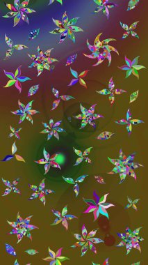 Raster illüstrasyonundaki çiçek desenli çizim. Renkli çiçekler.