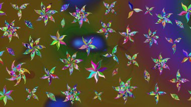 Klasik çiçekler. El çizimi, soyut ve süslü elementler. Yaz çiçekleri teması. Renkler. Suluboya resim taklit Raster illüstrasyonu.