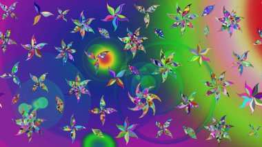 Güzel çiçek deseni. Yeşil ve mavi renkte çiçekler. Renkli Bahar Teması eskiz kalıbı. Düz Çiçek Elementleri Tasarımı.