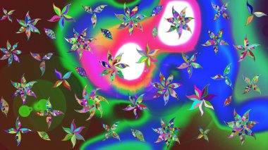 Çiçekli eskiz deseni. Suluboya çizimi. El çizimi. Yeşil ve mavi renkte çiçekler.