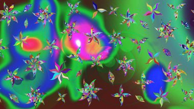 Çiçekli bahar çiçekleri. Küçük çiçekte güzel bir desen. Küçük renkli çiçekler. Moda baskıları için zarif bir şablon. Motley illüstrasyonu. Çizim.