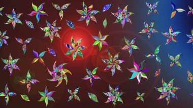 Çiçekli karalama şeklinde Raster çiçek deseni. Nazik, sevimli çiçek arkaplanı. Kahverengi ve mor renkte çiçekler.