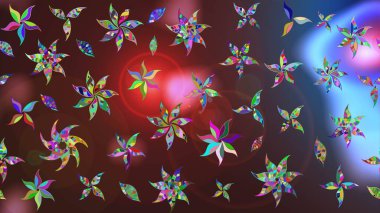 Eskiz klasiği. Raster Şirin kumaş deseni. Renkli Bahar Teması eskiz kalıbı. Düz Çiçek Elementleri Tasarımı.