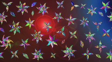 Çiçekli karalama şeklinde Raster çiçek deseni. Nazik, narin çiçek arkaplanı. Kahverengi ve mor renkte çiçekler.