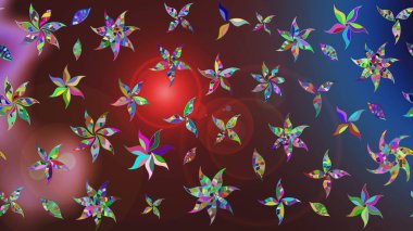 Yapraklı çiçekler ve kahverengi ve mor renkte papatya çiçekleri. Eskiz arkaplan modeli. Raster - stok.