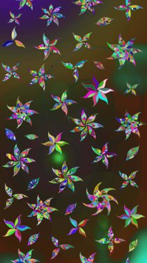 Kahverengi ve gri renkli çiçekler. Raster illüstrasyonunda çiçek deseni çizimi.