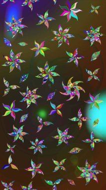 Çiçekli güzel suluboya desen. Kahverengi ve gri renklerde. Raster illüstrasyonu.