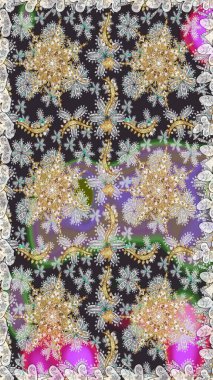 Geleneksel oryantasyon süsü. Kusursuz klasik raster grisi, nötr ve altın desenli. Klasik vintage arkaplan.