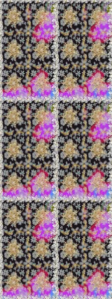 Damask arkaplanı tekerrür ediyor. Barok tarzında altın çiçek süsü. Antika altın tekrarlanabilir duvar kağıdı. Gri renklerdeki altın element.