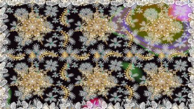 Barok tarzında kusursuz bir doğulu süsü. Raster geleneksel altın pürüzsüz desen gri ve siyah renkler.