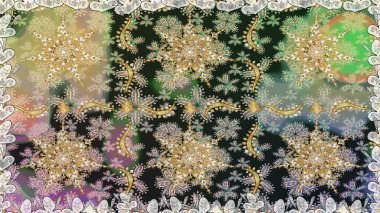 Gri ve nötr renklerde altın elementler. Geleneksel klasik Raster Golden. Barok tarzında kusursuz bir doğulu süsü..