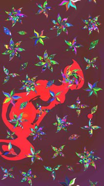 Kahverengi ve kırmızı renkte çiçekler. Elle çizilmiş sonbahar çiçeği deseni. Tekstil ve kapak tasarımı için mükemmel. Renkli kahverengi ve kırmızı çizim kalıpları. Doodle tarzı.