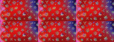 Renkli Bahar Teması eskiz kalıbı. Düz Çiçek Elementleri Tasarımı. Kırmızı ve mor renkte çiçekler. Çiçekle çizim deseni.