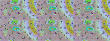 Bahar çiçekleriyle güzel bir çiçek deseni çizmişsin. Güzel kumaş deseni. Raster illüstrasyonu.