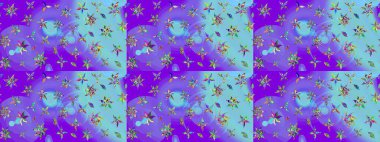 Zentangle soyut çiçekleri. Karalama çiçeği. Raster illüstrasyonu. Güzel kumaş deseni. Renkli Bahar Teması eskiz kalıbı. Düz Çiçek Elementleri Tasarımı.