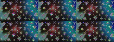 Mavi ve gri renkte etnik çiçeklerle süslenmiş zarif bir eskiz şekli. Asya Tekstil 'inde Raster Çiçek İllüstrasyonu.