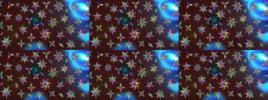 Klasik çiçek tasarımı elementleri. Kahverengi ve mavi kıvırcık çiçekler kahverengi ve mavi renklerde şekillenir. Raster illüstrasyonu.