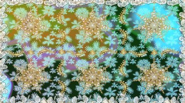 Raster illüstrasyonu. Tarafsız renklerde, altın elementlerle kusursuz desen. Geleneksel oryantasyon süsü. Klasik klasik klasik arka plan. Kusursuz klasik raster altın desenli.