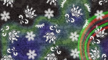 Gri ve yeşil renkli Asya tekstili. Suluboya çiçekli çiçek deseni. Raster illüstrasyonu.