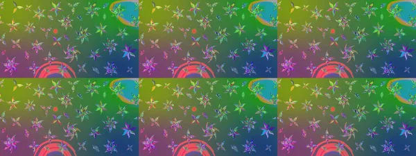 Düz Çiçek Elementleri Tasarımı. Güzel kumaş deseni. Raster illüstrasyonundaki çiçek desenli çizim. Renkli Bahar Teması çizim şablonu.