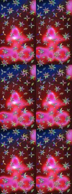 Kırmızı ve kahverengi renkte çiçekler. Raster illüstrasyonu. Çizim çiçek deseni duvar kağıdı için kullanılabilir.