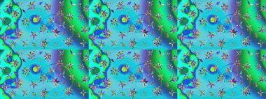 Güzel kumaş deseni. Bahar çiçekleriyle güzel bir çiçek deseni çizmişsin. Raster illüstrasyonu.