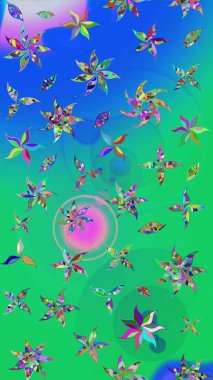 Raster illüstrasyonu. Renkli Bahar Teması eskiz kalıbı. Düz Çiçek Elementleri Tasarımı. Karalama çiçeği. Zentangle soyut çiçekleri. Şirin kumaş deseni.