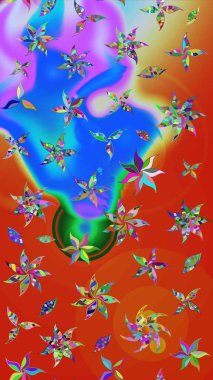 Çiçek deseni. Renkli Bahar Teması eskiz kalıbı. Chichi 'nin kumaş kalıbını çiz. Düz Çiçek Elementleri Tasarımı. Raster illüstrasyonu.