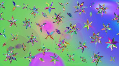 El çizimi çiçek çizimi deseni (fayans). Şirin çiçekli, desenli, yeşil ve menekşe rengi renkli bir eskiz deseni. Tekstil için suluboya çizim deseni.