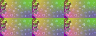 Raster illüstrasyonu. Çiçek desenli çizim. Asya tekstil tarzında. Raster illüstrasyonu. Tarafsız ve yeşil renkte çiçekler.