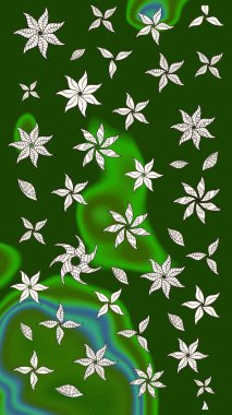 Arkaplan dokusu, duvar kağıdı, yeşil ve nötr renklerde çiçek teması. Kabile sanatı boho baskısı, klasik çiçek arkaplanı. Soyut etnik raster çizim kalıbı.