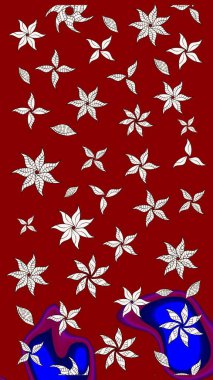 Küçük çiçekteki sevimli çiçek deseni. Raster illüstrasyonu. Kibar, yaz çiçekleri kırmızı ve nötr renklerde. Raster deseni.