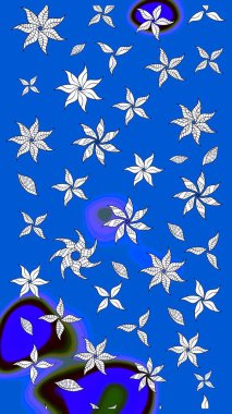 Mavi ve nötr renklerde parlak çiçekli halı deseni.