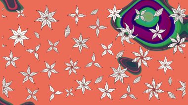 Çiçekler turuncu ve nötr renklerde. Raster illüstrasyonunda çiçek deseni çizimi.