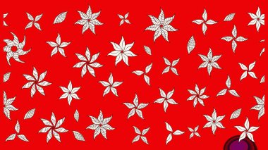 Kırmızı ve nötr renklerde çiçekler. Raster illüstrasyonu. Çiçek süslemeli çizim deseni.