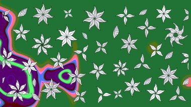 Kumaş desenli papatya çiçeği detayı. Yeşil ve nötr renkte çiçekler.