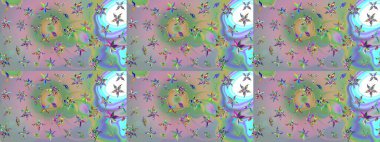 Çiçekler suluboya eskiz deseni. Raster Stili kumaş deseni.