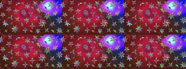 Çiçek duvar kağıdı. Çizim kalıbı. Raster illüstrasyonu. Kırmızı ve kahverengi renklerde. Hint süsü. Renkli süs kenarı.