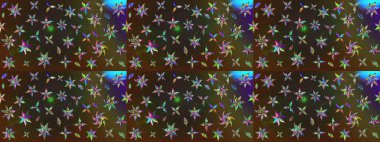 Kahverengi ve gri renkli çiçekler. Hediye ambalaj kağıdı, tebrik kartları, posterler ve pankart tasarımı. Raster düz çiçek çizim deseni.