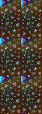 Kahverengi ve gri renkli çiçekler. Hediye ambalaj kağıdı, tebrik kartları, posterler ve pankart tasarımı. Raster düz çiçek çizim deseni.