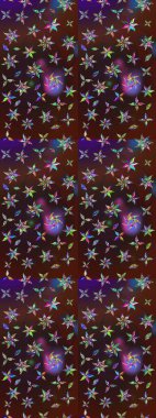 Raster illüstrasyonundaki çiçek desenli çizim. Kahverengi ve mor renkte çiçekler.