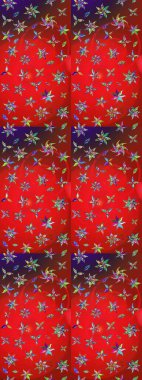 Renkli Yaz Temalı eskiz kalıbı. Raster Illustrasyon 'daki Çiçek Deseni' nin son moda çizimi. Kırmızı ve kahverengi renkte çiçekler. Düz Çiçek Elementleri Tasarımı.